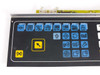 Netstal Graphtrack front panel 110.240.9366 — close-up of left section showing blue function/icon membrane keys with yellow arrow key