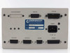 Compumotor 2100-1 rear panel close-up — Compumotor Corporation label, Model 2100-1, Code P, IEC power inlet, all port labels clearly visible