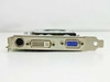 EVGA GeForce 7600GT bracket closeup – showing S-Video port, DVI-I connector, and VGA (DB-15) port on the metal I/O bracket