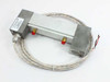 Research Inc 5306-5B StripIR 1000W infrared lamp housing front three-quarter view showing aluminum housing body, red-capped 1/8 NPT water cooling ports, and braided power lead cable