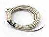 Single Misumi ME33L3 solid state sensor showing full pre-wired cable length with bare wire leads