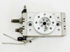 SMC MSQB20R – top-down view showing circular rotary table face with bolt-circle mounting pattern and central bore, plus side pneumatic fittings