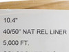 I-Leaf product label showing 10.4-inch width, 40/50-inch Natural Release Liner designation, and 5000 ft length