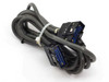 Tokyo Foton TFL 150 system interconnect cable — full length view of gray multi-conductor cable with blue DB-style connectors at both ends, cable tie bundled