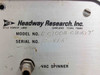 Headway Research EC100A rear label close-up showing Model No. EC100A CB15-7, Serial No. 20415, VAC Spinner designation, and HRI Garland Texas address
