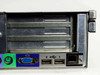 Dell PowerEdge 2650 – front lower section detail showing empty HDD carriers, PS/2 port, VGA connector, and dual USB ports