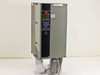Danfoss VLT AutomationDrive 131B1962 — front-left three-quarter view showing LCP keypad, display, and conduit entry at base