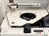 PWS P5NMS wafer chuck stage top view showing circular vacuum chuck opening, linear arm, and front-panel controls