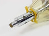 Christie CXL 20 lamp anode end detail showing chrome cap with cross-slot electrode and yellow cushioning collar