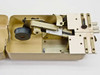 Gryphon 816 Film Splicer – top-down view with housing open showing internal film transport mechanism, roller, and splice bed
