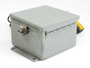 Wiegmann BN4060604CHWW gray steel cutout enclosure – closed lid, side and top view showing hinge and latch