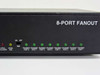 Black Box LE401A – right side of front panel showing SQE switch location (switch missing) and Transmit Port 1–8 LEDs