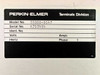 Perkin-Elmer Terminals Division label showing Model No. 55000-0147 and Serial No. K703494