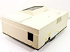 Beckman DU-65 spectrophotometer left-side and rear quarter view showing IEC power inlet and caution labels