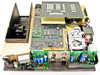 Beckman DU-65 interior view with lid removed showing main PCBs, filter wheel mechanism, power supply board, and keypad assembly