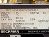 Beckman DU-65 rating plate showing Model DU-65, Cat No 120650, 115V 60Hz 3A, Serial 4291602, Beckman Instruments Inc. Scientific Instruments Division Fullerton CA