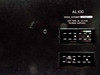 Olite AL100 rear panel label showing model AL100, serial number, and instruction to use two AL 53/100 power supplies with dual connector ports