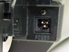 Hypercom T7P-T power connector close-up showing proprietary DC power jack with no supply attached