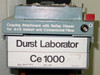 Durst Laborator Ce 1000 close-up of front label showing Copying Attachment with Reflex Viewer for 4x5 Instant and Conventional Films, app number 36401975, serial 6459, Made in Italy