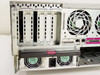 HP ProLiant ML370 G3 — rear panel closeup showing PCI-X 100 MHz slot labels, single installed PSU, and power inlet