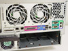 HP ProLiant ML370 G3 — rear I/O panel showing dual RJ-45 Ethernet, USB, VGA, parallel, serial, and PS/2 ports with empty PSU bay below