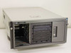 HP ProLiant ML370 G3 tower server — front view showing open drive bay door and optical drive bay