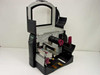 Zebra Z4 label printer fully open lid view showing complete media path, printhead, ribbon spools and chassis
