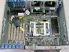 HP ProLiant ML370 motherboard top-down view showing dual CPU sockets, DIMM memory slots, and PCI-X expansion slots