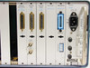 Tekelec TE820B – rear panel close-up of Emission Multiframe, Emission Ligne, Emission Trame, Processeur 2, Processeur 1 cards, IEC inlet and voltage selector switch