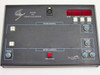 Tele-Images 84386 console – straight-on front panel view showing XLR connector, timer, Start/Stop/Reset buttons, volume knobs, and Push to Talk button