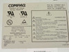 Compaq 270657-001 specification label showing input 100-240V, 260W max output, UL and TÜV certifications, part and spare numbers