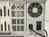 PictureTel S4000 rear right panel showing V.35 card ports (PORT 1, PORT 2, CHAN, DIAL, CTRL), power supply fan, green LED indicator, and IEC power inlet