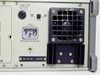 RE 107 Synthesized Signal Generator rear panel power section — LINE FUSE label (Slow Blow, 220V 0.5A / 115V 1.0A), voltage selector set to 115V, 100 VA IEC power inlet, exhaust fan grille, RE 107-015 R12N05 label plate