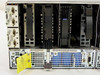 IBM 7133-D40 rear panel close-up showing DB9 SSA connectors, power supplies labeled PSU 1 and PSU 2, PWR/FAULT RESET switch J2, and PWR-G000 connector