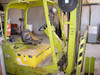 Clark TW30B forklift — left rear three-quarter view showing operator compartment, seat, and overhead guard