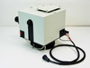 Oriel 150W arc lamp housing enclosure — right-rear view showing multi-pin AMP connector cable and cable routing