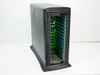 StorCase S10A114 IFS-14 14-bay SCSI storage cabinet tower — front left angle showing open bay door with green backplane boards visible