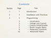HP 5952-4131 table of contents listing sections: Introduction, Installation and Checkout, Programming topics including Voltage and Current, Output Inhibit/Enable, Protection Functions