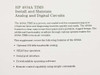 HP 4934A TIMS manual interior page listing supplement topics: 200 kHz bandwidth testing, MEAS key, serial port, downloadable software, remote control
