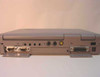Toshiba Tecra 750CDT rear panel view showing serial port, audio jacks, S-Video, composite video, and parallel port