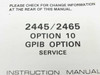 Tektronix 2445 2465 Option 10 GPIB Option Service Instruction Manual — title page close-up showing model and option designation