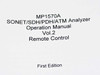 Anritsu MP1570A Operation Manual Vol.2 title page showing SONET/SDH/PDH/ATM Analyzer, Remote Control, First Edition
