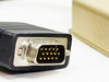 Close-up of DB-15 male VGA connector on cable end showing 15-pin configuration