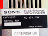 Sony AVF-3250 Electronic Viewfinder – rating label showing AC 13V 17W, Made in Japan