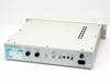 RF Plasma Products LES-300 rear panel showing Interface J2 and Detector J3 circular connectors, analog output BNC ports, INPUT TEST ports, fuse holder, and 120VAC/2AMP IEC power inlet
