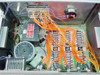 Interior view of ESS TFX 5318 showing Powerstat variac, Hevi-Duty transformer, Simpson meter movement, terminal blocks, and wiring