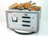 Electronic Test ESS TFX 5318 front panel with Simpson AC voltmeter, terminal strip banks, and wiring harness on top