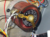 Interior view of the General Radio Type 10B toroidal autotransformer core — wiper brush assembly visible on toroid winding, label reads Variac Type 10B 120V