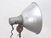 Photogenic Studiomaster S-400 lamp head and reflector side view showing tilt bracket with surface rust and coiled flash sync cord