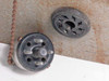 Photogenic Speed-Lite flash head lamp socket detail — two sockets shown, one intact and one with deteriorated rubber/bakelite housing